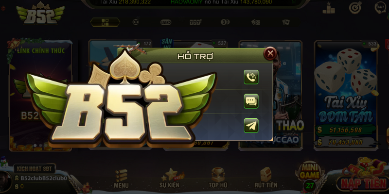 Liên hệ B52club qua rất nhiều hình thức